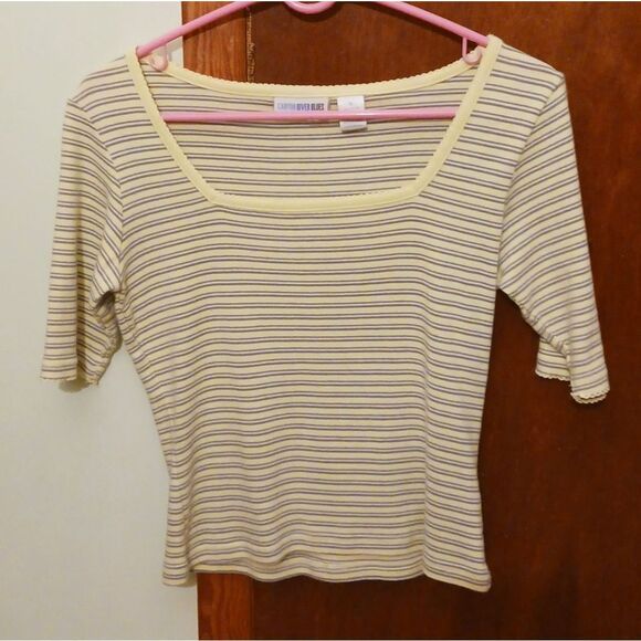 Woman's YellowโStripped Top by Canyon River Blues - Medium - Picture 2 of 8